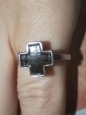925 Silver ring with black ebony, handmade, adjustable