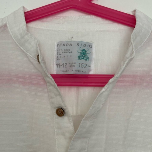 Zara Kids white Mao collar shirt, size 11-12 years
