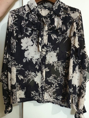 Women's vintage shirt black beige Medium new