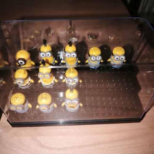 Mega Blocks Minions figures with base and protective case used