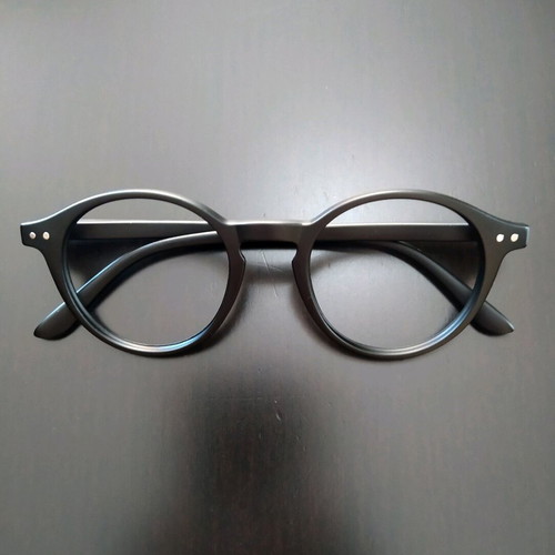 Black matte eyeglass frame without lenses