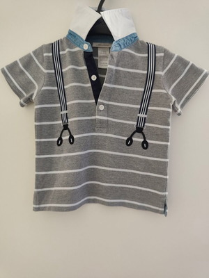 Polo shirt for boy 2 years old like new, gray and white