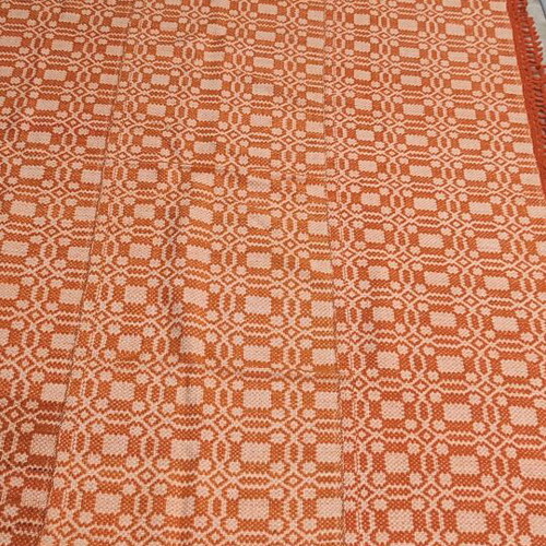 Handwoven Blanket like new with geometric caramel patterns