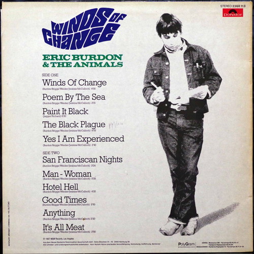 Eric Burdon & The Animals Winds Of Change LP like new, rock