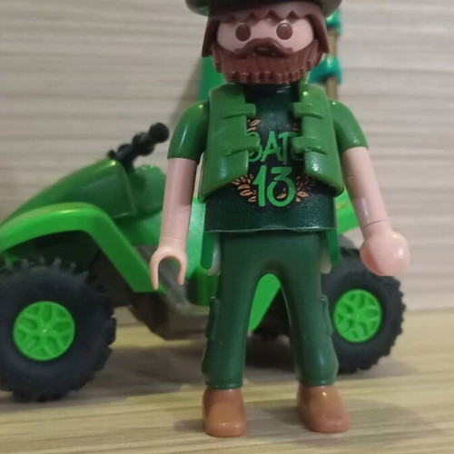 Playmobil fan of Panathinaikos on quadbike like new with team flag