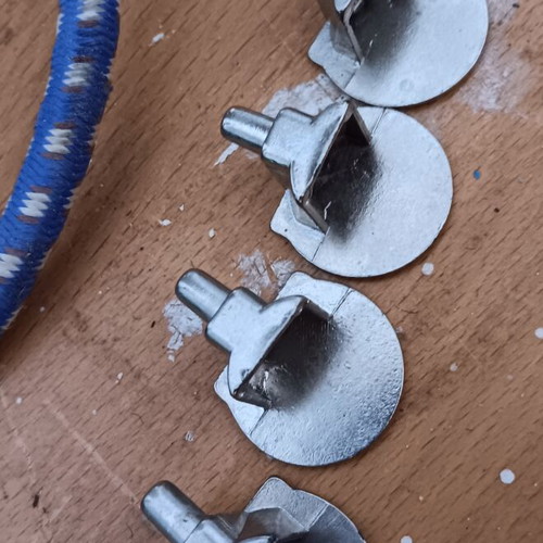 Shelf supports set of 4, like new, metal nickel color