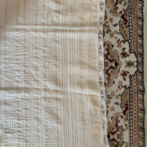 Woven wool cloth with knitted lace edge like new