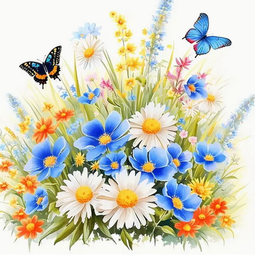 Cross Stitch Kit Dance of Butterflies Among Flowers 11CT New