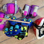 Kids roller skates used, gift set with helmet and knee pads