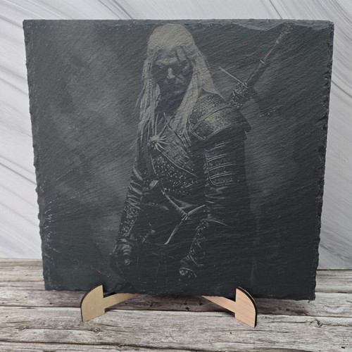 The Witcher engraved volcanic stone tile, 20x20 cm