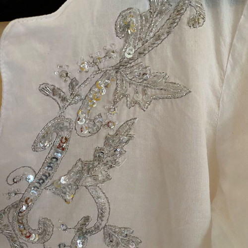 S.Oliver white cotton tunic blouse with silver embroidery size L like new