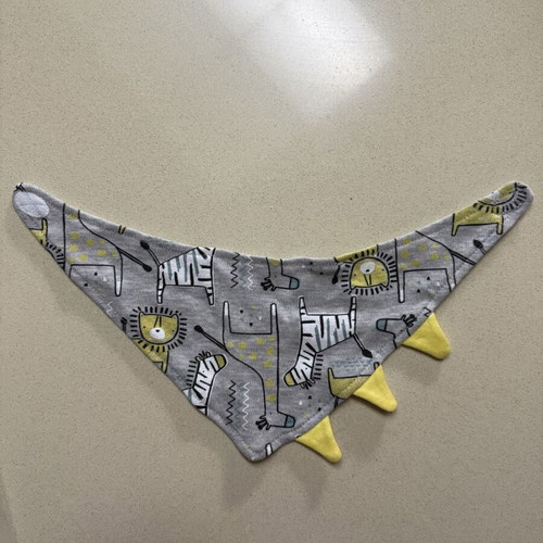 Baby Bandana Bib Grey with Jungle Animals like new