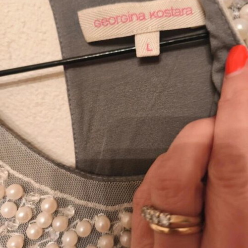 Blouse with pearls like new, gray, size L