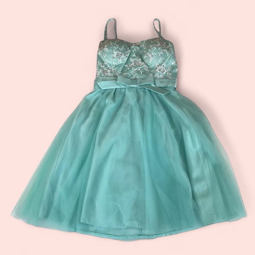 Beaded lace prom party dress turquoise, like new, size M-L