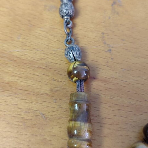 Komboloi with Tiger's Eye stones and silver, like new
