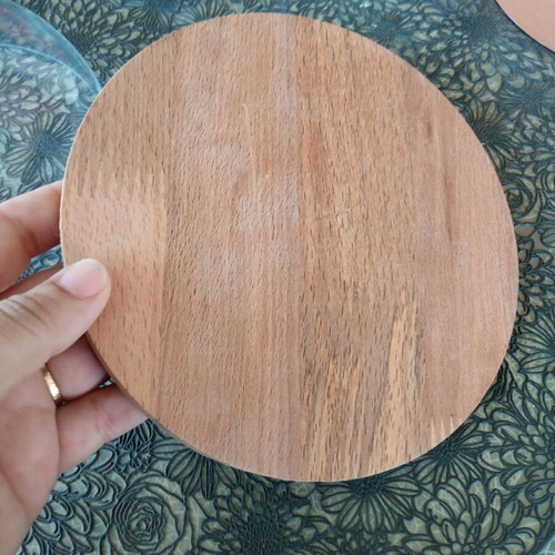 Wooden cheese base or craft stand with transparent dome lid used