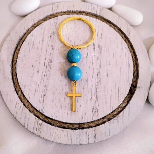 Handmade baptism witness keychains with Haolite beads made to order