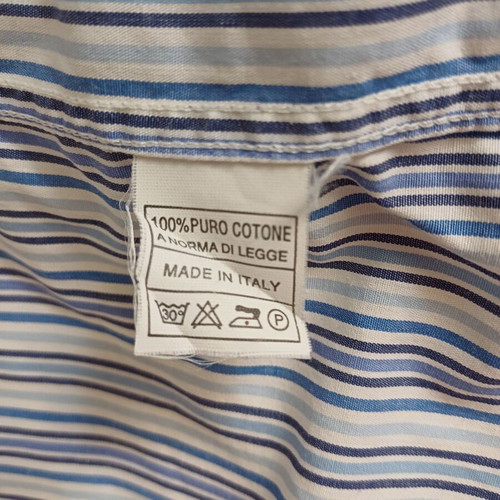 Striped shirt like new, size L, with contrasting collar and cuffs