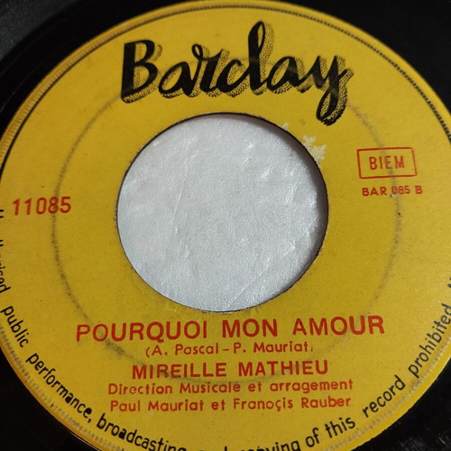 Qu'elle Est Belle Mireille Mathieu 45 vinyl used