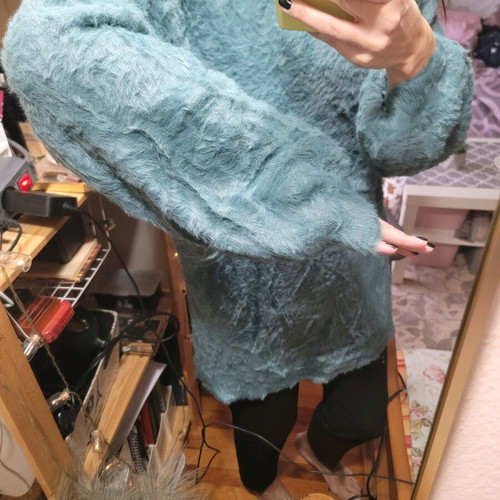 Pullover Large petrol, long, very soft, like new Pink Woman