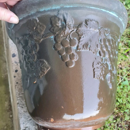 Ceramic planter used with embossed design