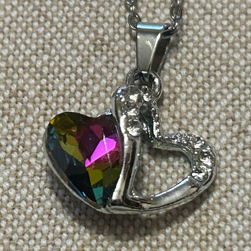 Necklace with hearts new silver steel with chain
