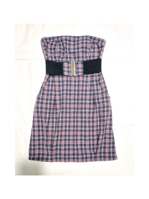 Strapless dress Stradivarius used with belt multicolor size M