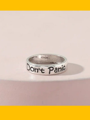 Vintage Band ring with carved letters simple design new silver
