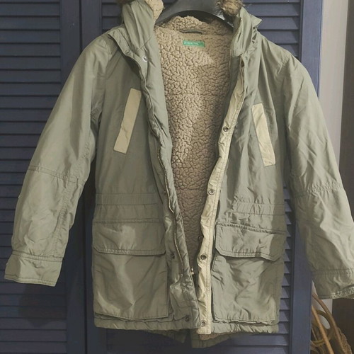 Benetton kids parka jacket size 130, used, green