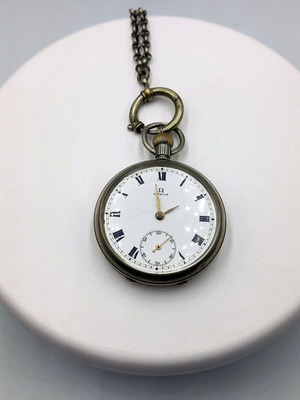 Αντίκα ρολόι τσέπης Omega με αλυσίδα, κουρδιστό, 1914