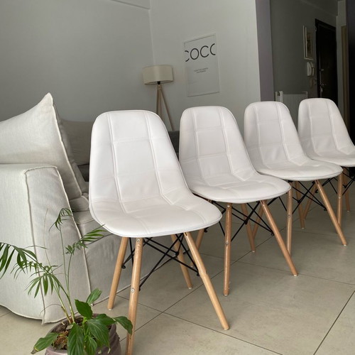White leather chairs new, set of four