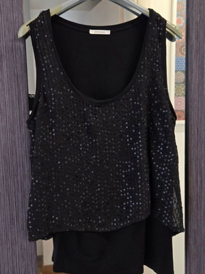 Promod black sleeveless top with sequins, one size, double fabric