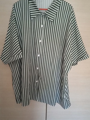 Shein women's shirt new green and white striped 5XL