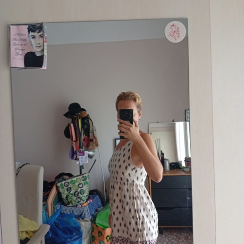 H&M casual dress, size M, white with red pattern