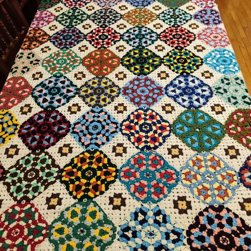 Wool Handmade Knitted Throw Blanket used 160x180 cm