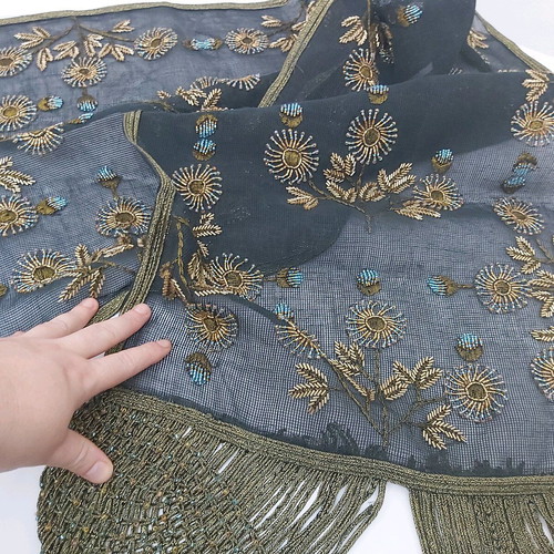 Handmade table runner with macrame and beads 40×150cm new