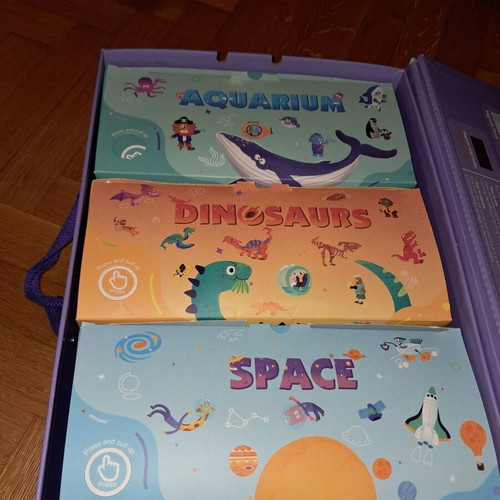 Magnetic puzzles used, set of 3, Space-Aquarium-Dinosaurs MIEREDU