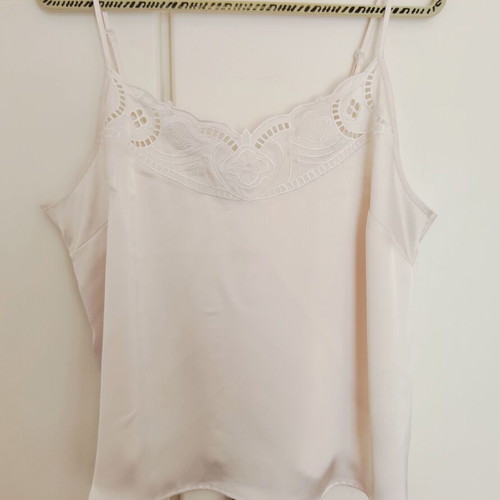 H&M camisole satin cream top with embroidery XL like new