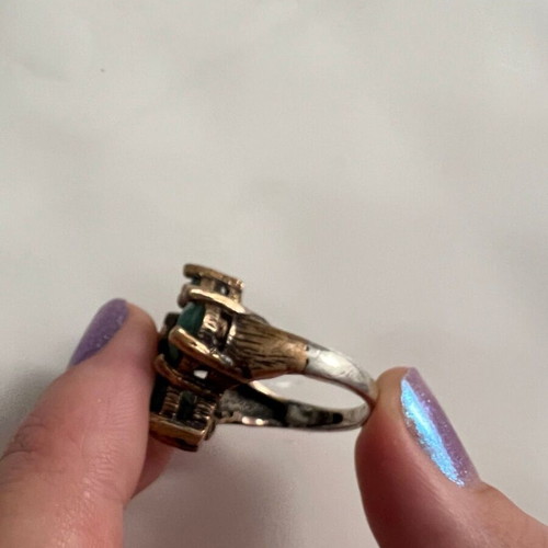 Large ring with rubies used, silver and precious stones