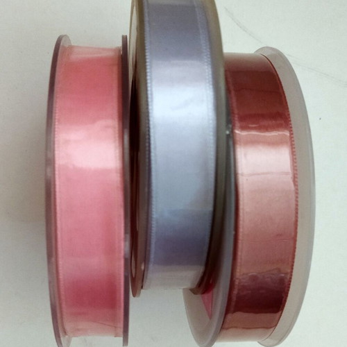 Satin ribbons new double-sided pack of 3, 1.5 cm width, 50 meters each