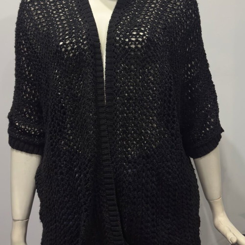 Lindex Black Crochet Cardigan perforated, One Size, like new