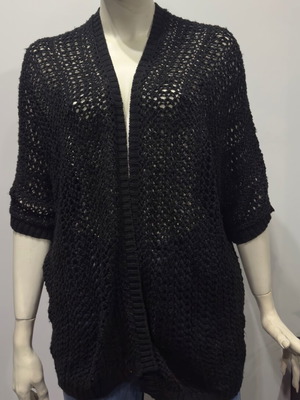 Ζακέτα Lindex Μαύρη Crochet διάτρητη, One Size, σαν καινούργιο