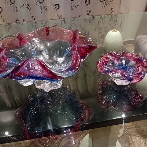 Chřibská Sklárna decorative bowls set, like new, 1960-1970