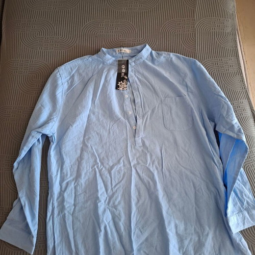 Linen men's shirt, excellent condition, blue, XXL