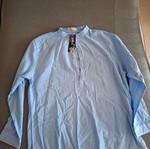 Linen men's shirt, excellent condition, blue, XXL