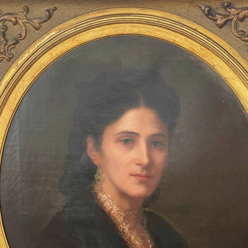 Amiconi Portrait of a Woman Oil Painting on Canvas 1872 like new