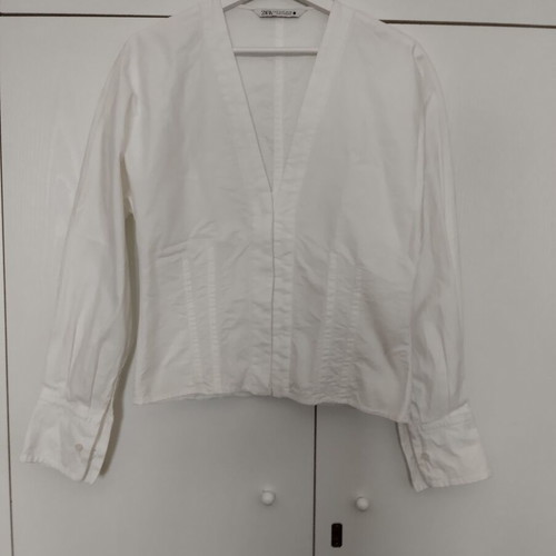 Zara white cotton corset-style shirt new, small medium
