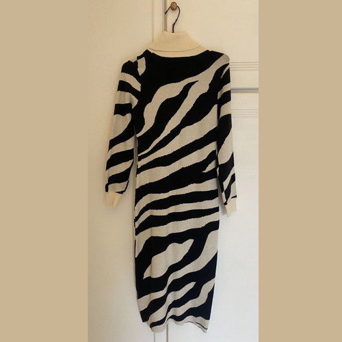 Porta Fortuna Zebra Print Turtleneck Knit Dress like new