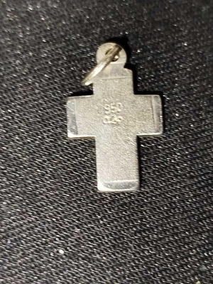 Silver cross used, matte classic 950, 2.5x1 cm