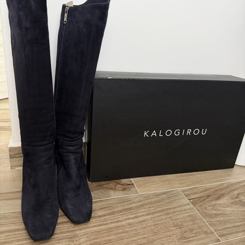 Kalogirou knee-high suede boots size 40 like new, bluenotte